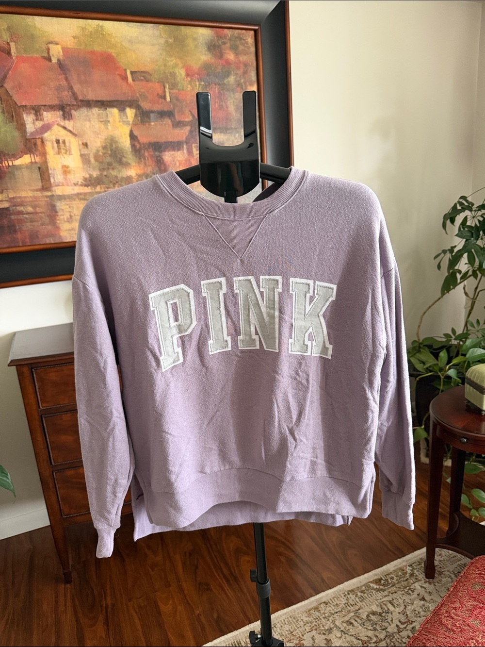 PINK Victoria's Secret Lavender Crewneck Sweatshirt with White Logo